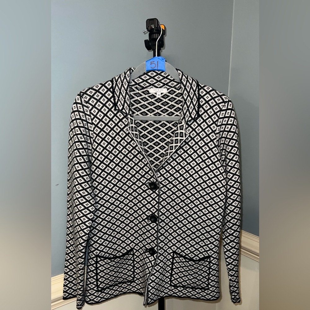 Gio & Gio wool‎ blend Black & White Geometric Knit Blazer